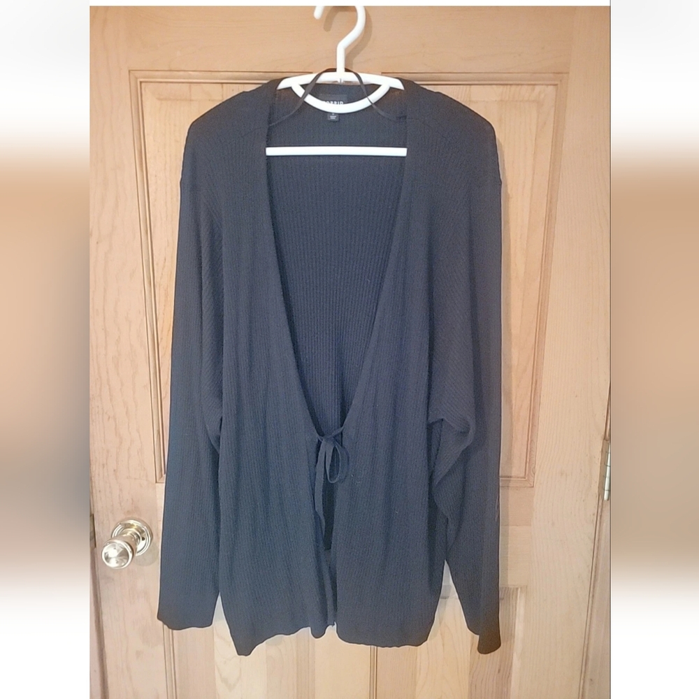 Torrid Size 5 Cardigan Tie-Front Ribbed Sweater Black